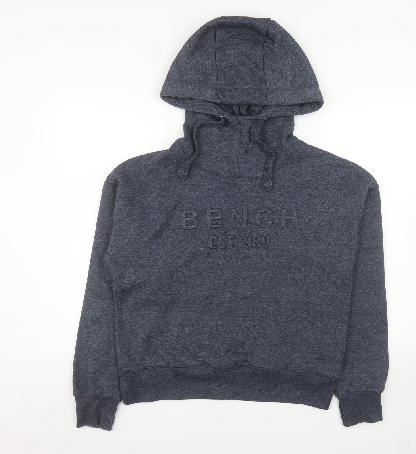 Bench Women's Grey Pullover Hoodie UK 12 Medium Embroidered Logo