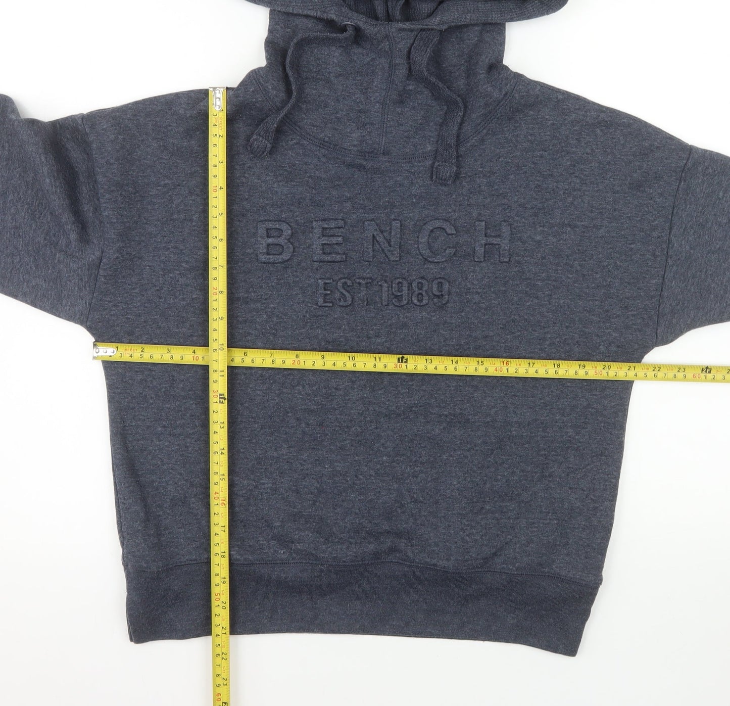 Bench Women's Grey Pullover Hoodie UK 12 Medium Embroidered Logo