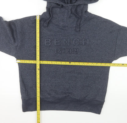 Bench Women's Grey Pullover Hoodie UK 12 Medium Embroidered Logo