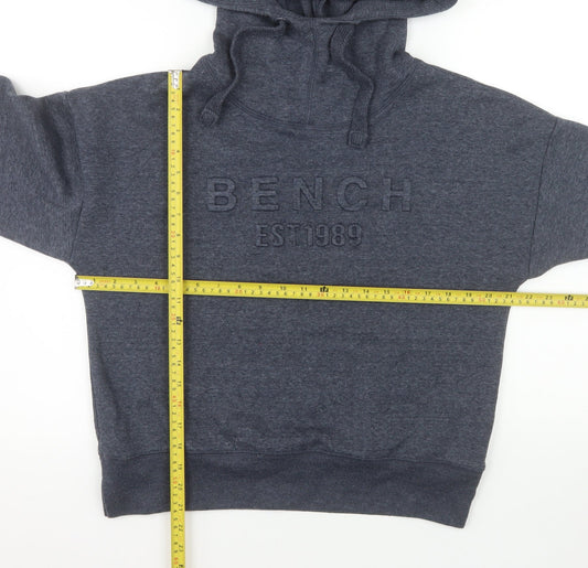 Bench Women's Grey Pullover Hoodie UK 12 Medium Embroidered Logo