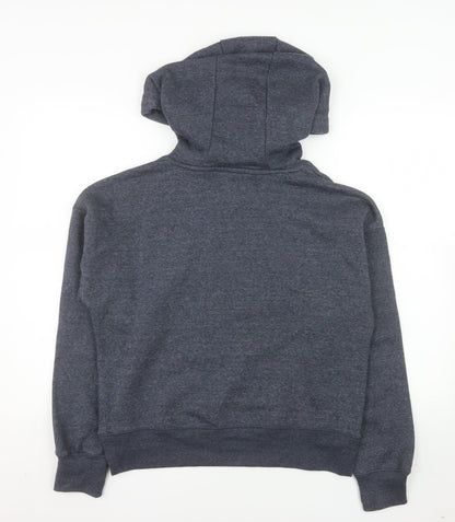 Bench Women's Grey Pullover Hoodie UK 12 Medium Embroidered Logo