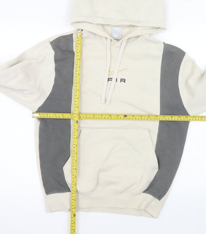 Nike Women Beige & Grey Pullover Hoodie XS Air Logo Cotton Blend