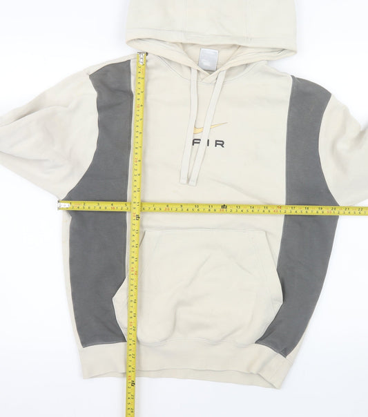 Nike Women Beige & Grey Pullover Hoodie XS Air Logo Cotton Blend
