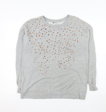 Next Women Grey Star Print Pullover Sweatshirt M Cotton Blend
