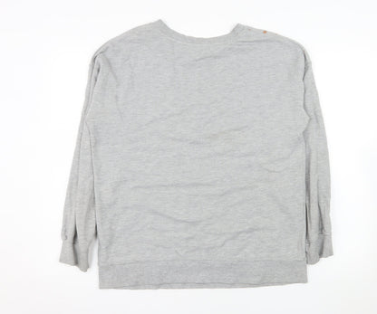 Next Women Grey Star Print Pullover Sweatshirt M Cotton Blend
