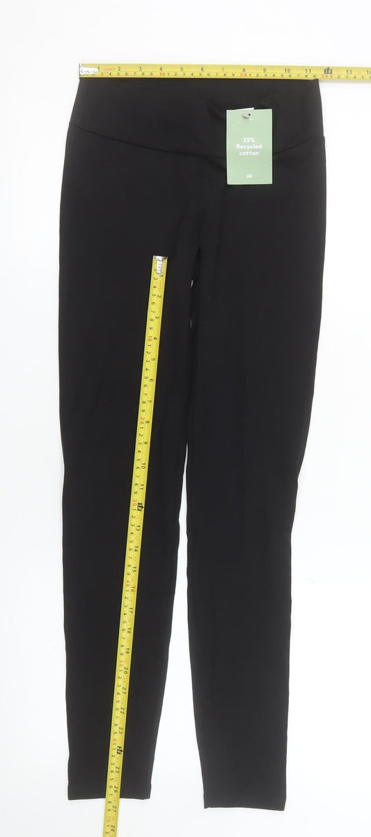 H&M Teens Black Leggings Size 14 Stretch Jersey Activewear Trousers