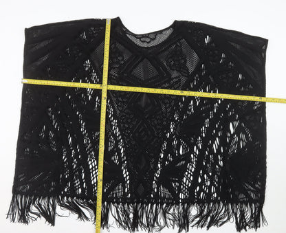 Marks and Spencer Women’s Black Crochet Fringe Cape Jumper Size M