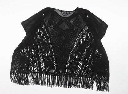 Marks and Spencer Women’s Black Crochet Fringe Cape Jumper Size M