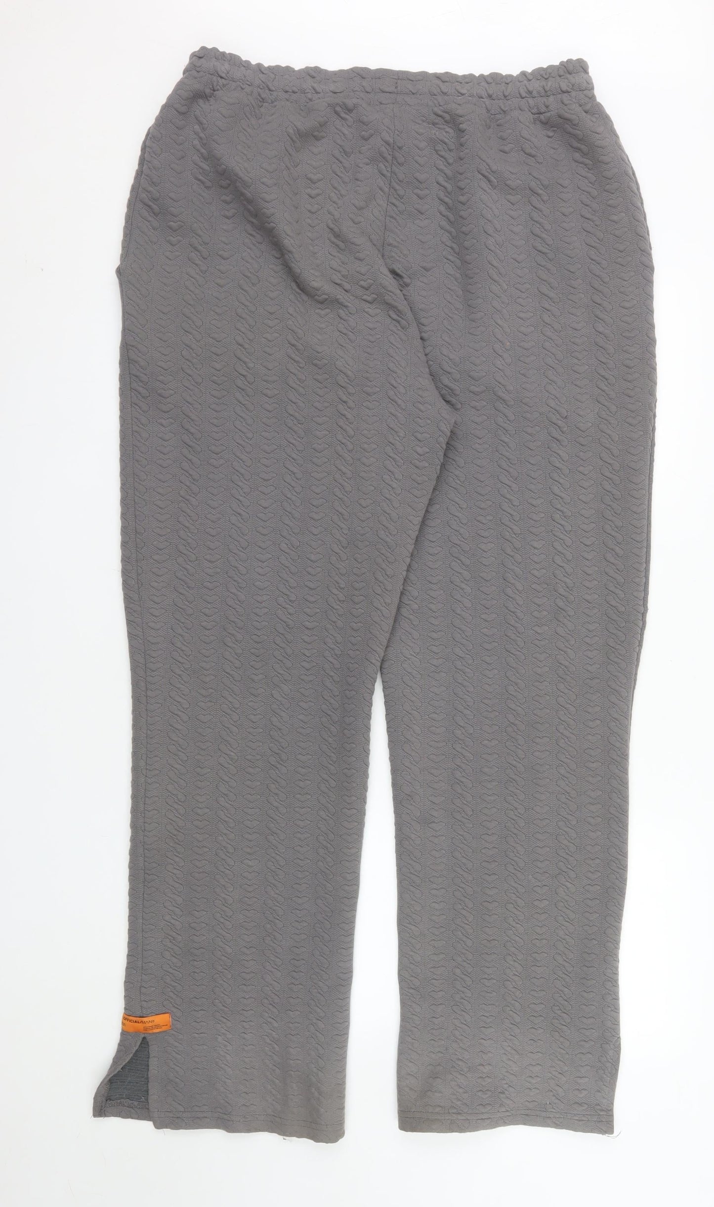 boohooMAN Men's Grey Textured Knit Trousers Size L Casual Straight Fit