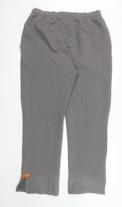 boohooMAN Men's Grey Textured Knit Trousers Size L Casual Straight Fit