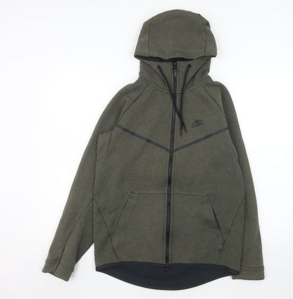 Nike Men’s Green Hooded Full Zip Jacket Size S Cotton Blend