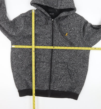 Brave Soul Men's Grey Fleece Hooded Bomber Jacket XL