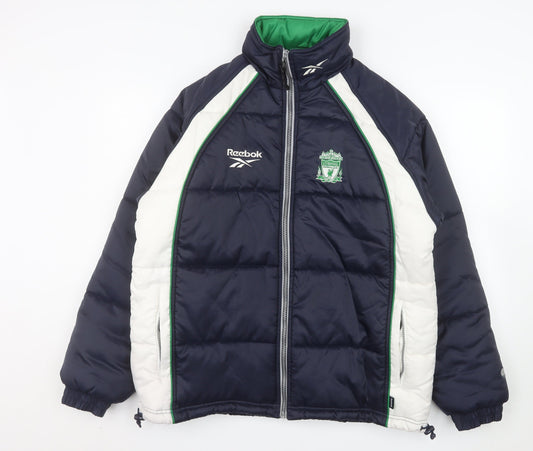 Reebok Men's Blue Liverpool Puffer Jacket S - Vintage Winter Football