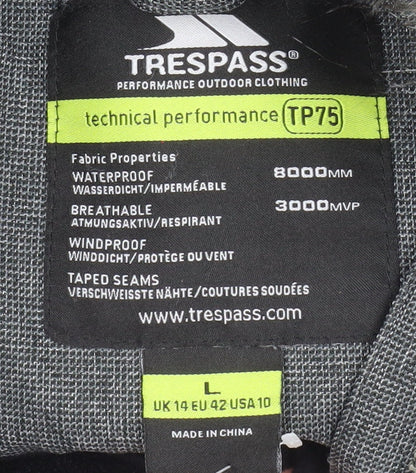 Trespass Men's Grey L Parka Coat Waterproof Hooded Winter Jacket