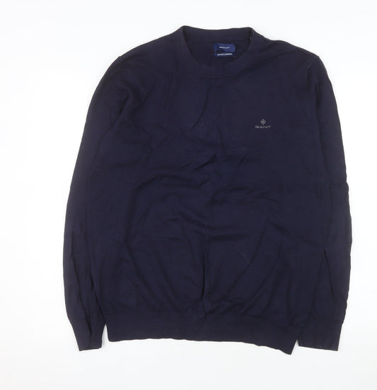 Gant Men's Blue Cotton Cashmere Crew Neck Jumper Medium