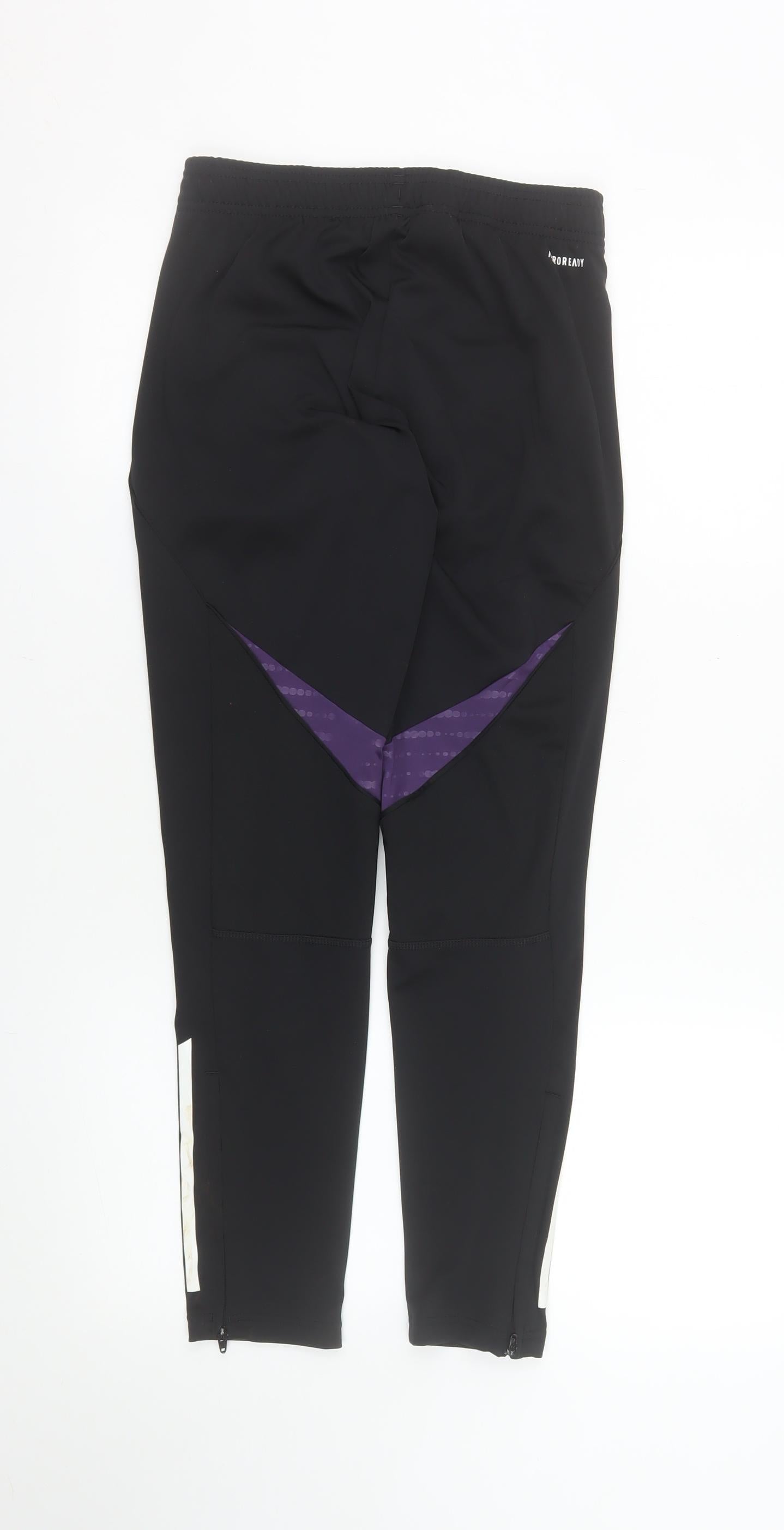 Adidas Boys Black Manchester United Track Pants 11-12 Years Tapered Fit