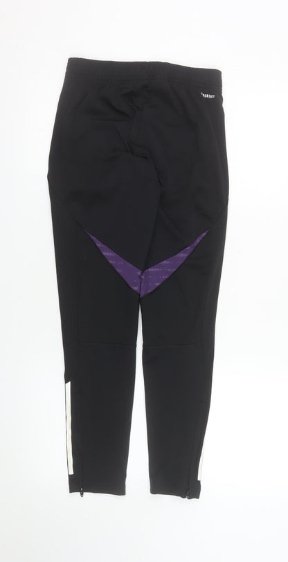 Adidas Boys Black Manchester United Track Pants 11-12 Years Tapered Fit