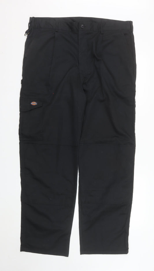Dickies Men’s Black Cargo Work Trousers 38R Polyester Cotton Durable
