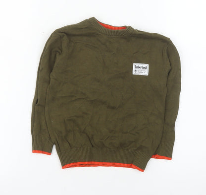 Timberland Boys Green Crew Neck Cotton Pullover Jumper Size 4 Years