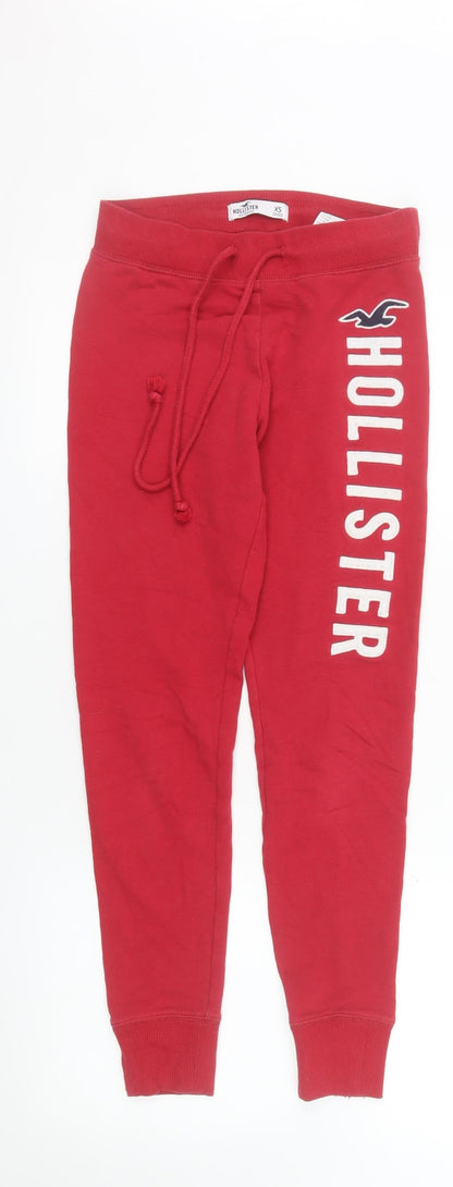 Hollister Women’s Red Jogger Sweatpants XS Cotton Blend Tapered Leg Activewear
