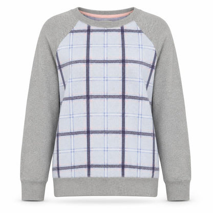 Jack Wills Womens Grey Blue Checked Pullover Sweatshirt UK 8