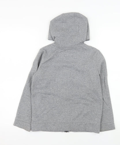 Nike Girls Grey Full Zip Hooded Jacket 8-9 Years Cotton Blend