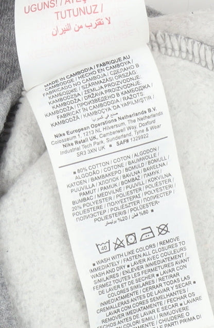 Nike Girls Grey Full Zip Hooded Jacket 8-9 Years Cotton Blend