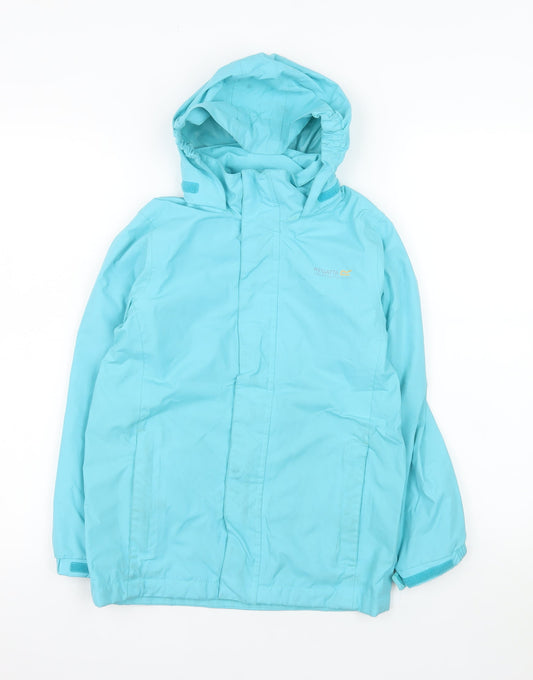 Regatta Girls Blue Waterproof Hooded Rain Coat Jacket 9-10 Years