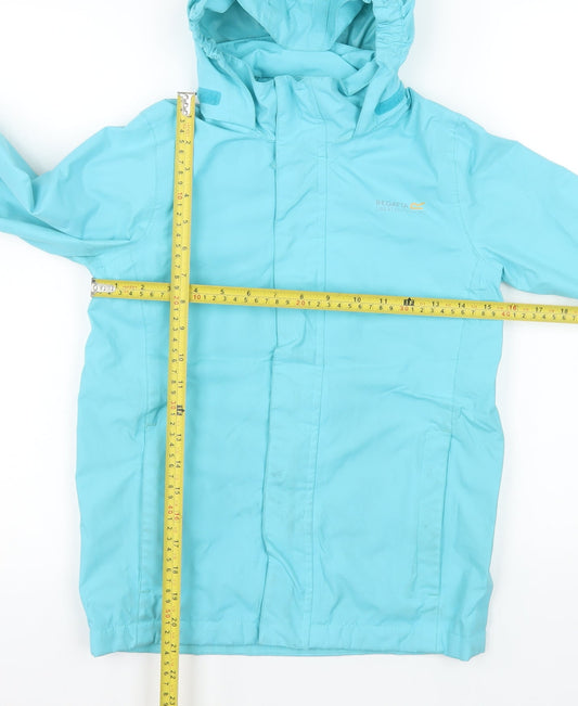Regatta Girls Blue Waterproof Hooded Rain Coat Jacket 9-10 Years