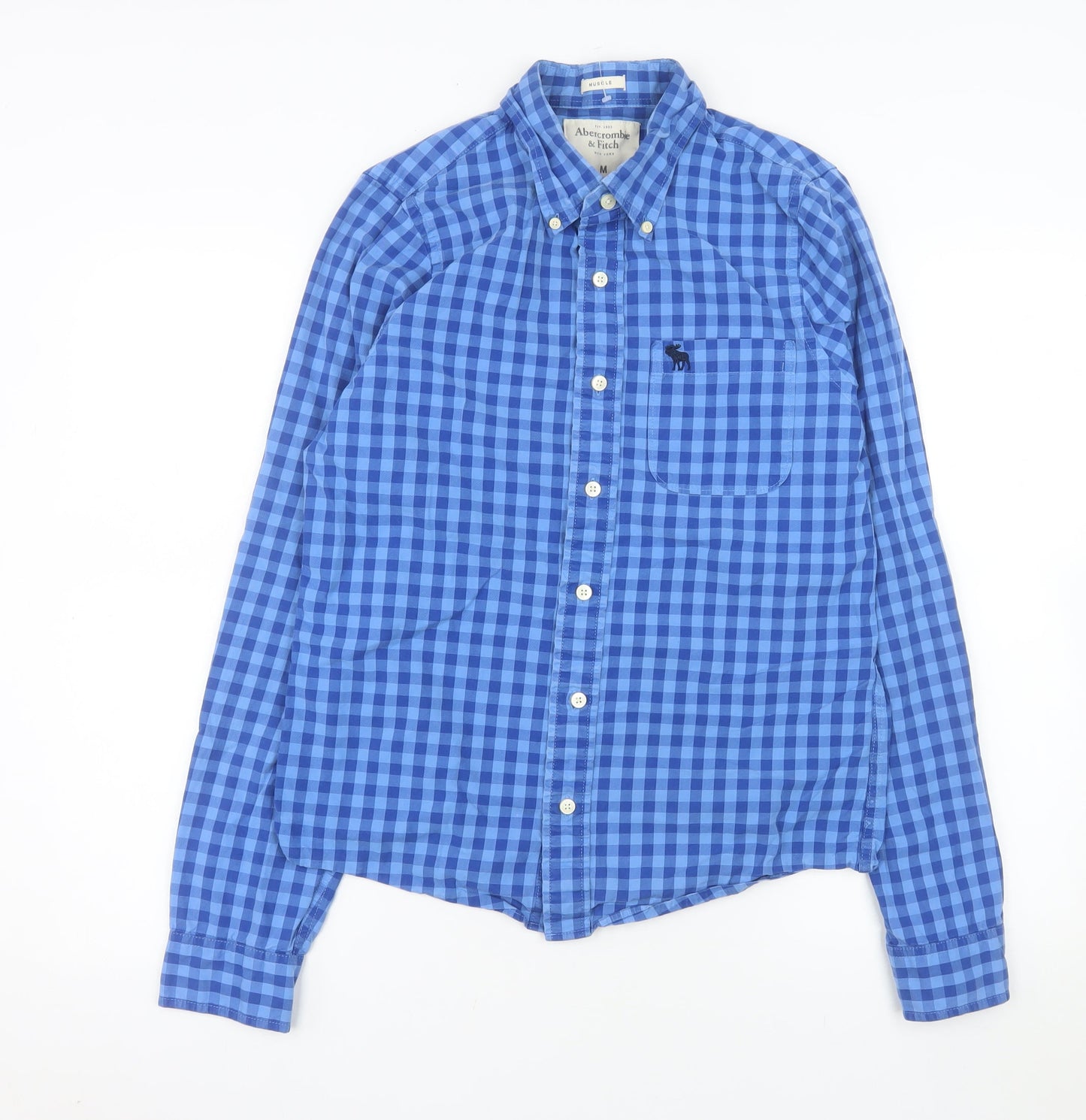 Abercrombie & Fitch Men’s Blue Check Cotton Button-Down Shirt M