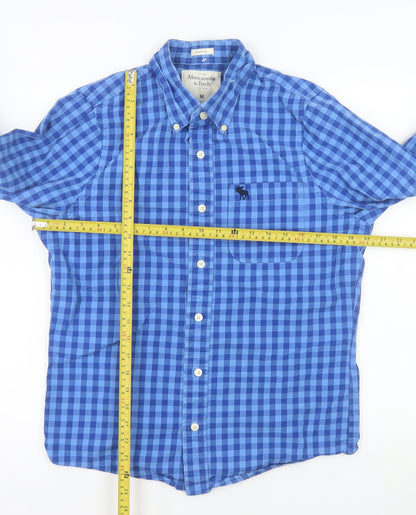 Abercrombie & Fitch Men’s Blue Check Cotton Button-Down Shirt M