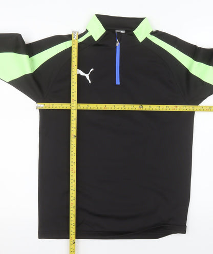 Puma Teens Black 1/4 Zip Sports Sweatshirt Size 164