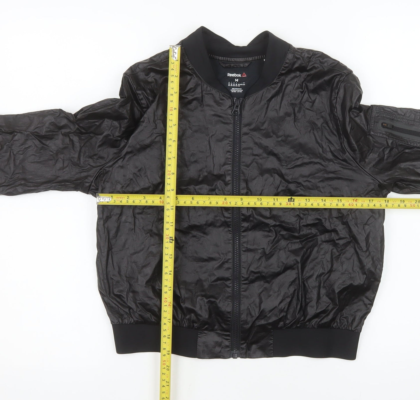 Reebok Women Black Cotton Bomber Jacket Size M