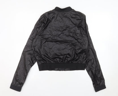 Reebok Women Black Cotton Bomber Jacket Size M