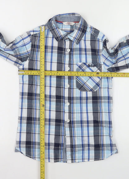 Lee Cooper Boys Blue Check Long Sleeve Button-Up Shirt 7-8 Years