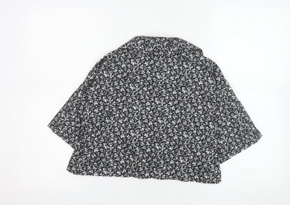 ZARA Women Black Floral Blouse 100% Cotton Size S Casual