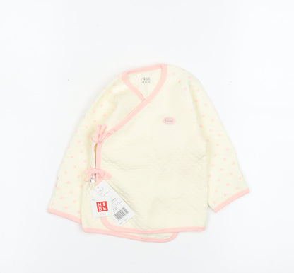 Hibe Unisex Baby Ivory Polka Dot Wrap Long Sleeve Cotton T-Shirt 3-6M