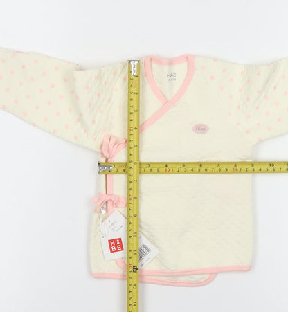 Hibe Unisex Baby Ivory Polka Dot Wrap Long Sleeve Cotton T-Shirt 3-6M
