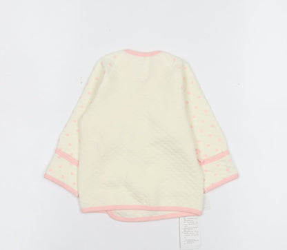 Hibe Unisex Baby Ivory Polka Dot Wrap Long Sleeve Cotton T-Shirt 3-6M
