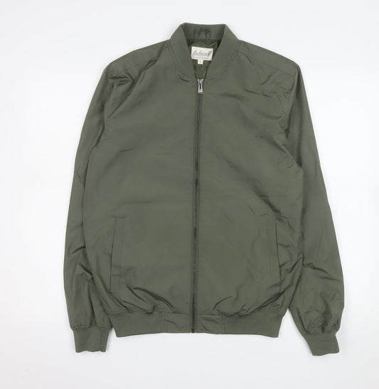 Ontiref Men's Green Polyester Bomber Jacket Size S Lightweight Casual