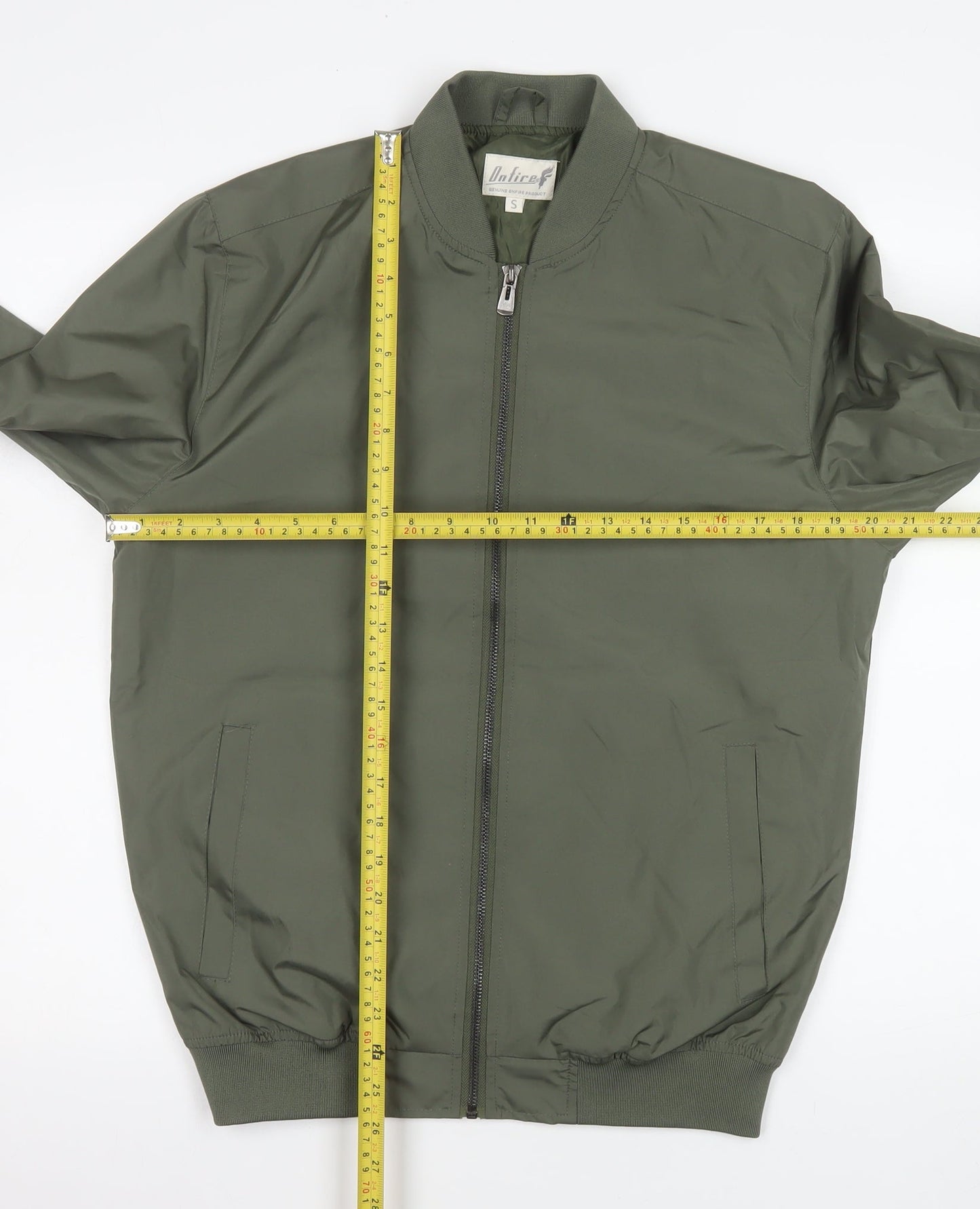 Ontiref Men's Green Polyester Bomber Jacket Size S Lightweight Casual