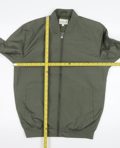 Ontiref Men's Green Polyester Bomber Jacket Size S Lightweight Casual