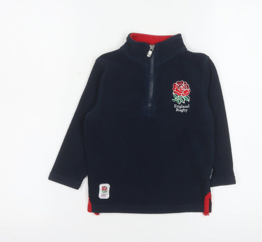 England Rugby Boys Navy Fleece 1/2 Zip Sweatshirt 3-4 Years