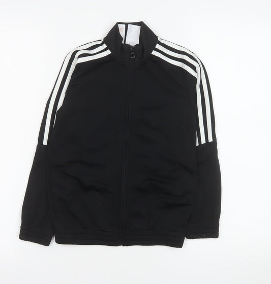 Adidas Boys Black 7-8 Years Track Jacket Full Zip Sports Top