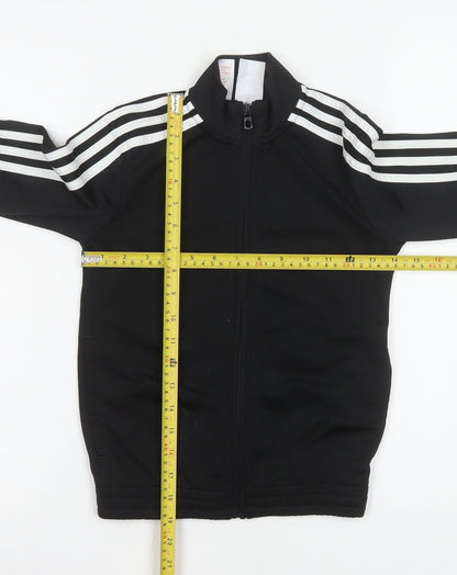 Adidas Boys Black 7-8 Years Track Jacket Full Zip Sports Top
