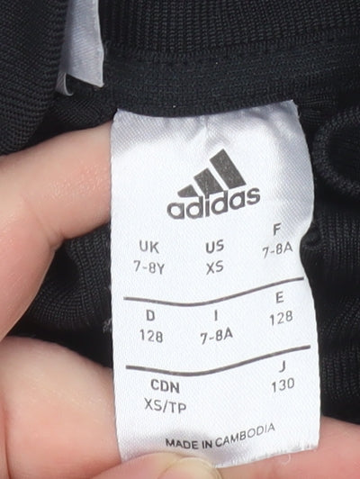 Adidas Boys Black 7-8 Years Track Jacket Full Zip Sports Top