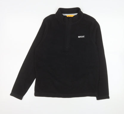 Regatta Boys Black Fleece 1/4 Zip Pullover Sweatshirt Size 13 Years