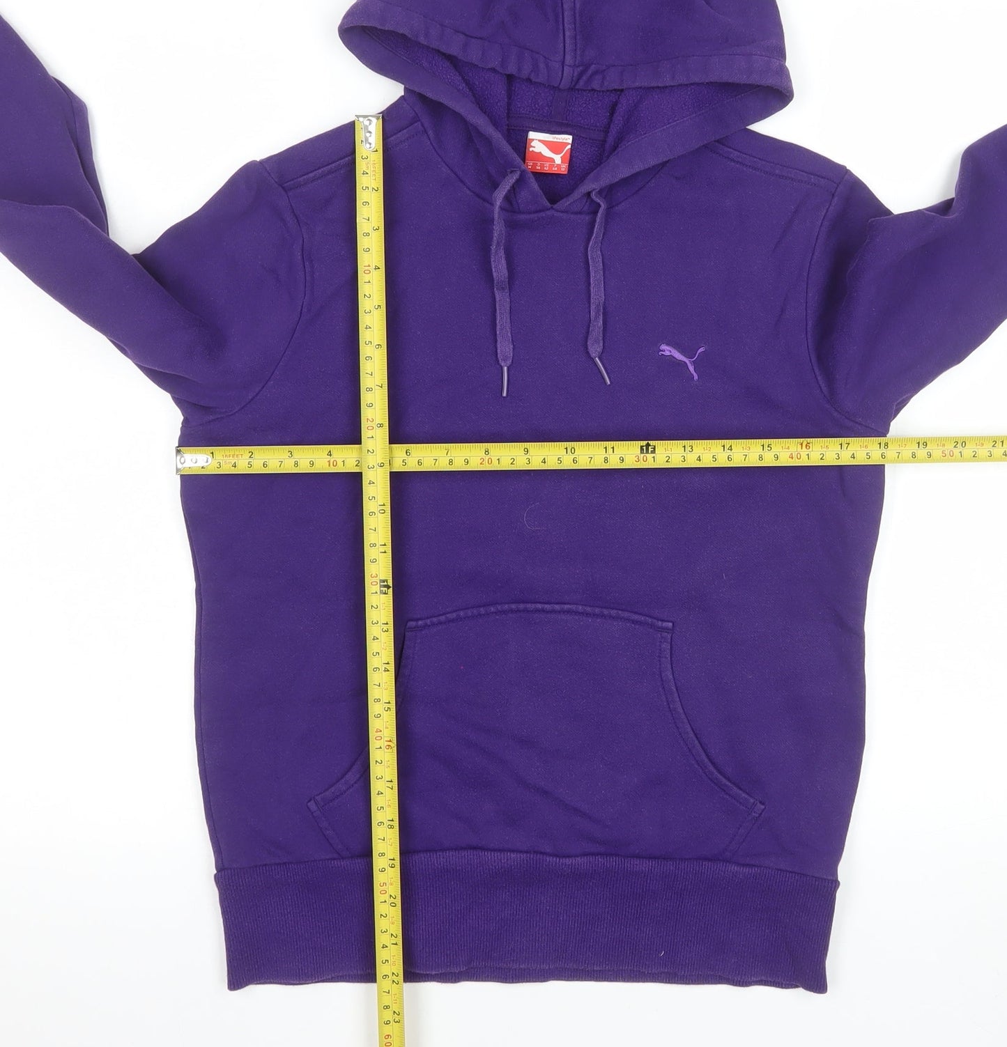 Puma Womens Purple Pullover Hoodie UK 12 Cotton Blend Lined