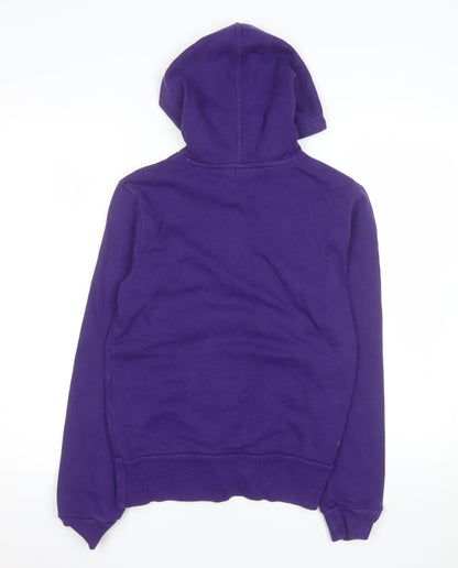 Puma Womens Purple Pullover Hoodie UK 12 Cotton Blend Lined