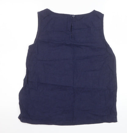 Next Women's Blue Linen Viscose Sleeveless Blouse UK 10